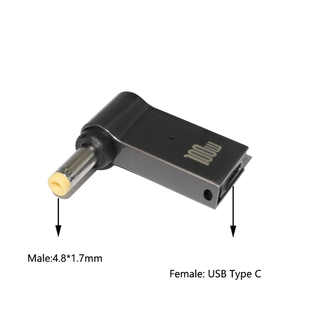 PD 100W Laptop Power Charger Supply Adapter Connector USB Type-C Female to DC Male Jack Plug Converter for Lenovo HP DELL Asus: Pink
