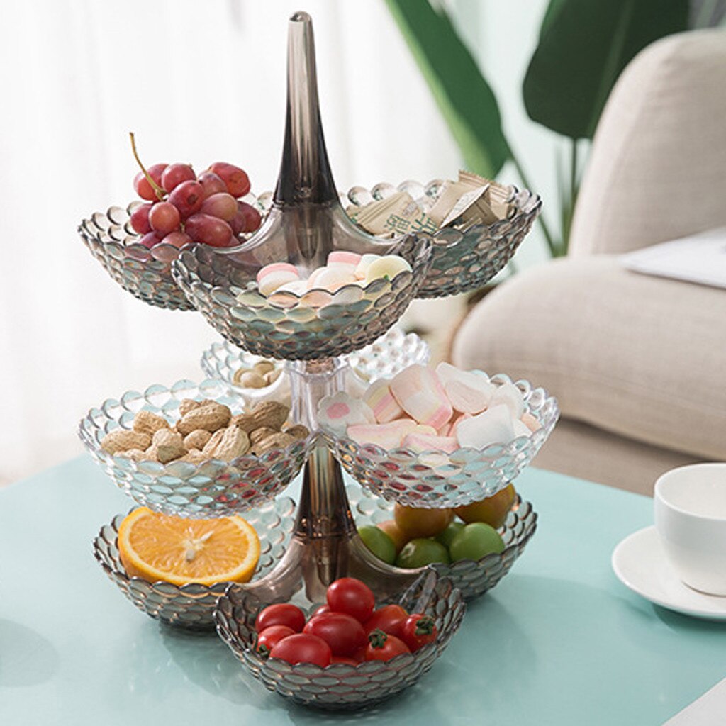 Frukt tallrik fack innehåller flerskikt staplade överlagda godis tallrik cupcake stativ dekorera bordsfest 25 x 25 x 16cm 8x