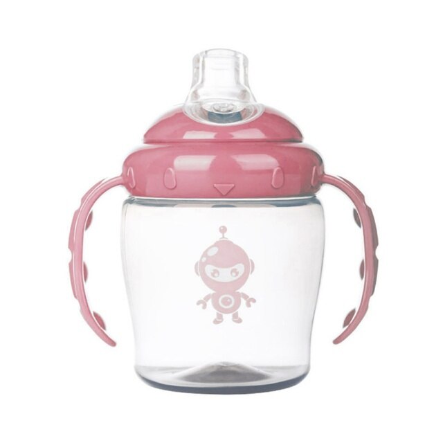 Nova boca macia duckbill sippy formação infantil mamadeiras de alimentação do bebê copos para bebês marca bebê garrafa de alimentação crianças garrafa de água: Pink