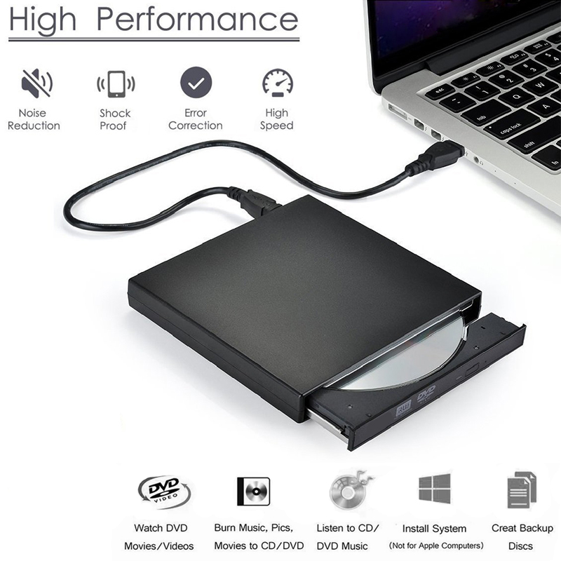 USB 2.0 Externes DVD-Laufwerk, Hochgeschwindigkeits-CD, tragbares CD, DVD, RW, optisches Laufwerk, Rewriter, Player, Brenner, kompatibel mit Laptops, Desktop