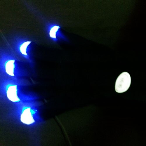 Newest LED Rave Flashing Gloves Glow 7 Mode Light Up Finger Lighting Black Gloves