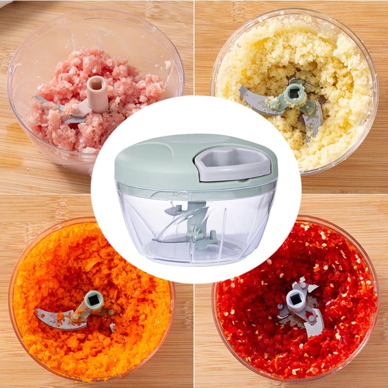 Multifunction Hand-held Vegetable Cutter Anti-skid Manual Slices Fruit Meat Grinder Kitchen Stainless Steel Blade Mixer Chopper