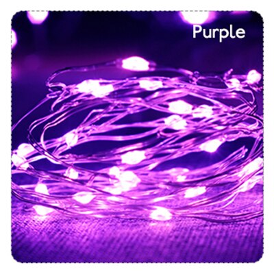 Guirlande lumineuse LED avec fil d&#39;argent, 2/5/10M, pour noël, fête à domicile, mariage, décoration, bouteille, féerique: Purple / 2M 20LEDs