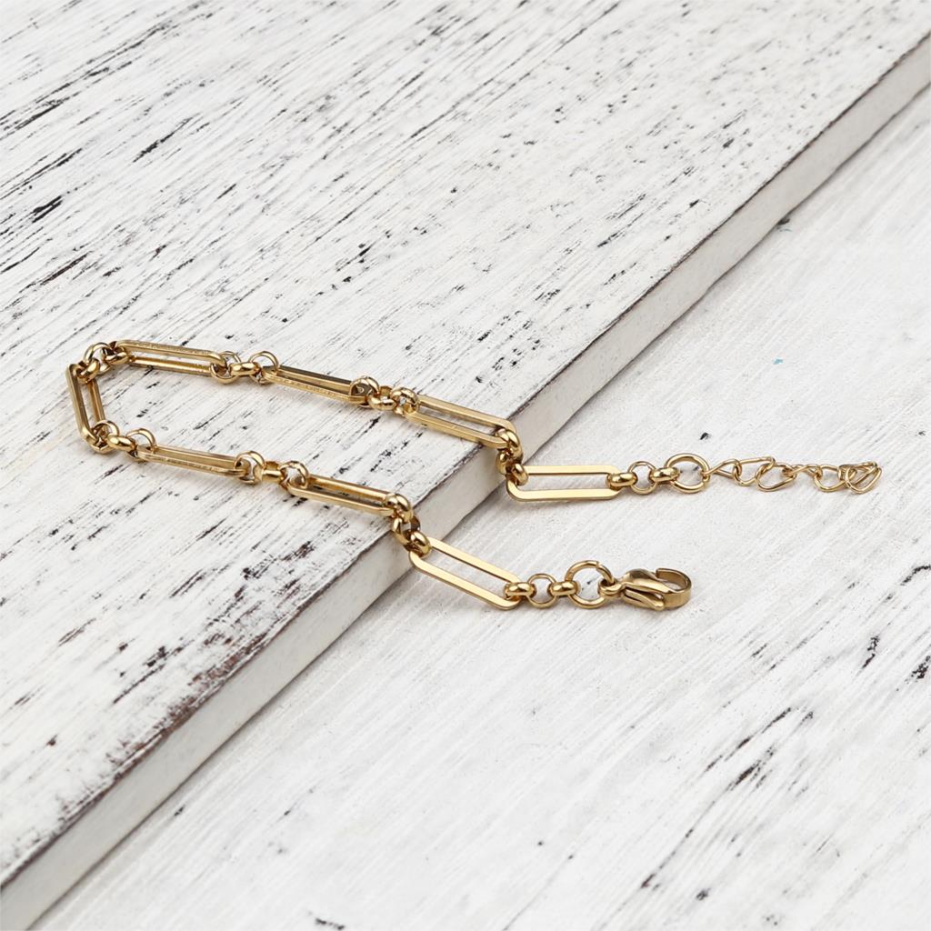 Stainless Steel Bracelets For Man Woman Gold Color Hand Jewelry Oval Adjustable Metal Chain Bracelets