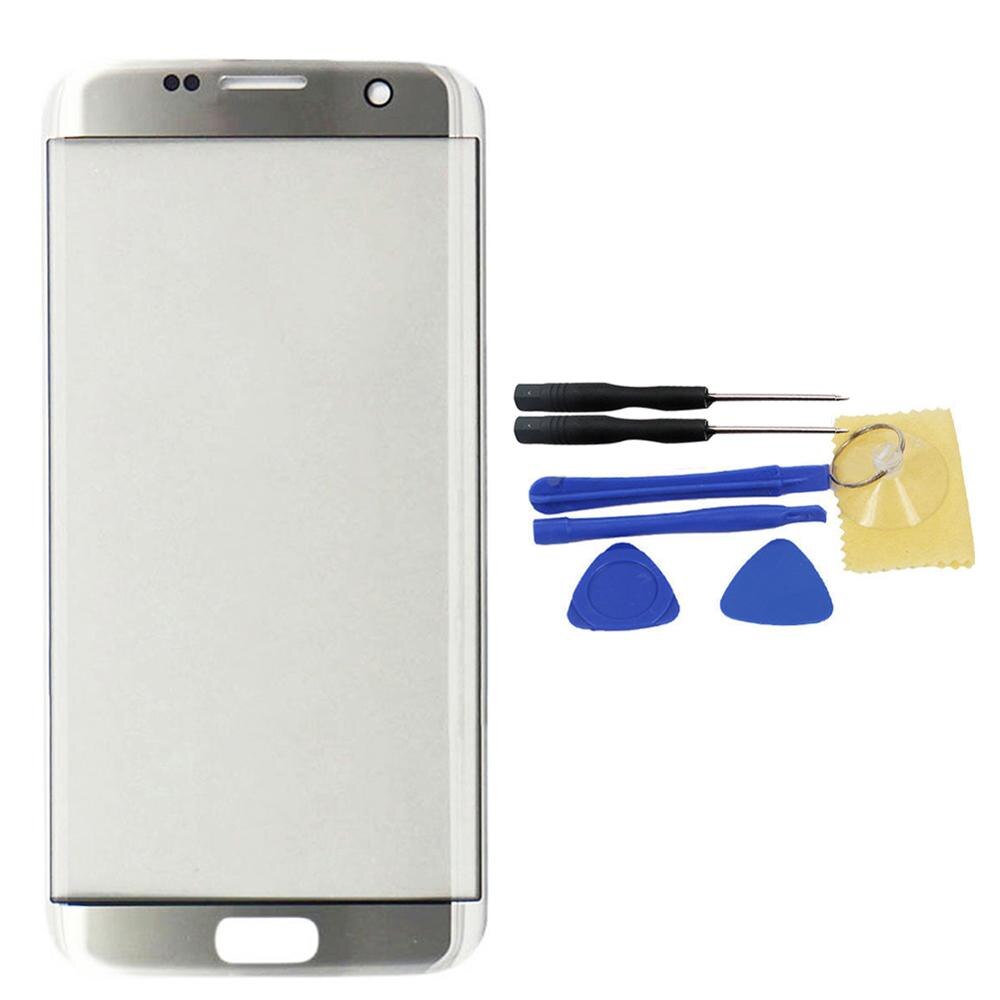 Replacement Front Glass Lens Touch Screen Replace for Samsung Galaxy S7 Edge G935 Phone Outer Glass Lens Repair Tool Kits +Tool : silver
