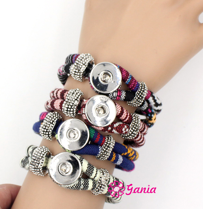 10pcs Snap Bracelet 8 Colors Ethnic Style Bihemian Bracelet&amp;Bangle For Women 18mm Snap Jewelry Pulsera Bijoux