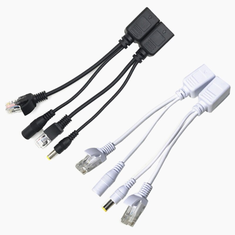 2Pcs POE Adapter cable RJ45 Injector Splitter Kit Tape Screened Passive Power Over Ethernet12-48v Synthesizer Separator Combiner
