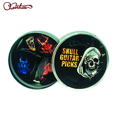21pcs mix thin medium heavy dark skull and color skull guitar pick plectrum for boy and girl: Dark skull