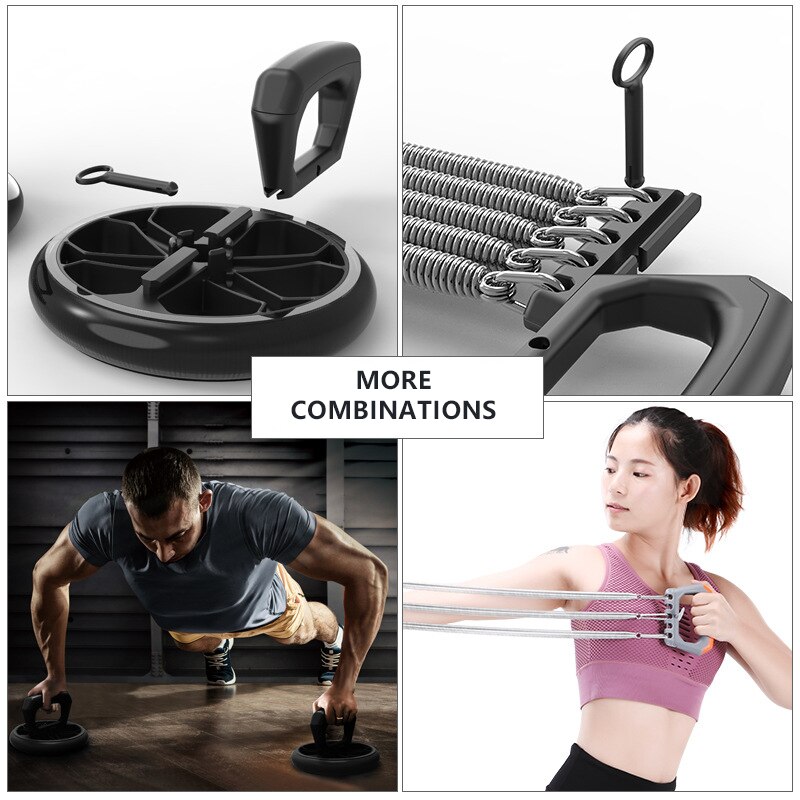 Exercise Set No Noise Abdominal Wheel Ab Roller & Elastic Bands & Push Up Bar for Exercise Fitness Equipment Hip Trainer