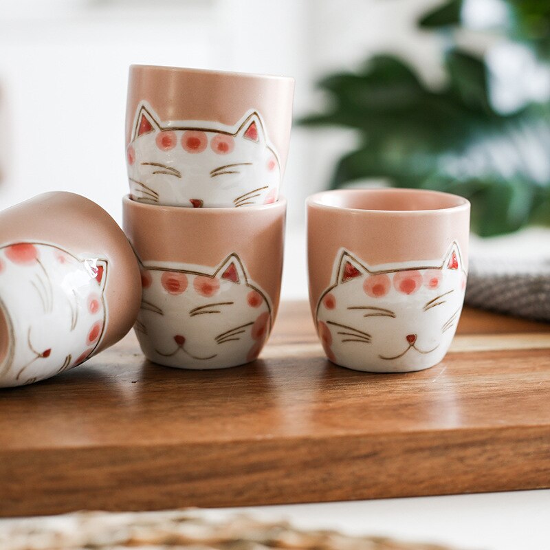 Japanilainen onnekas kissa sake potti keraaminen viinipullo 1 kattila 4 kuppia shochu -kannu henget flagon viina -kuppisarja viinipannu kupit baarikoristelu