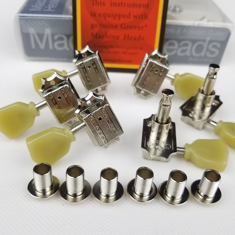 Echt Grover Stemsleutels Deluxe Vintage Stijl Gitaar Machine Heads Tuners Voor 10 Mm Lespaul Gitaar Chroom Zilver Gemaakt In china