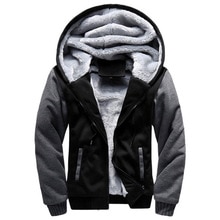 Men Hoodies Winter Thick Warm Fleece Zipper Men Hoodies Coat Sportwear Male Streetwear Hoodies Sweatshirts Men L-3XL: Black gray / XL