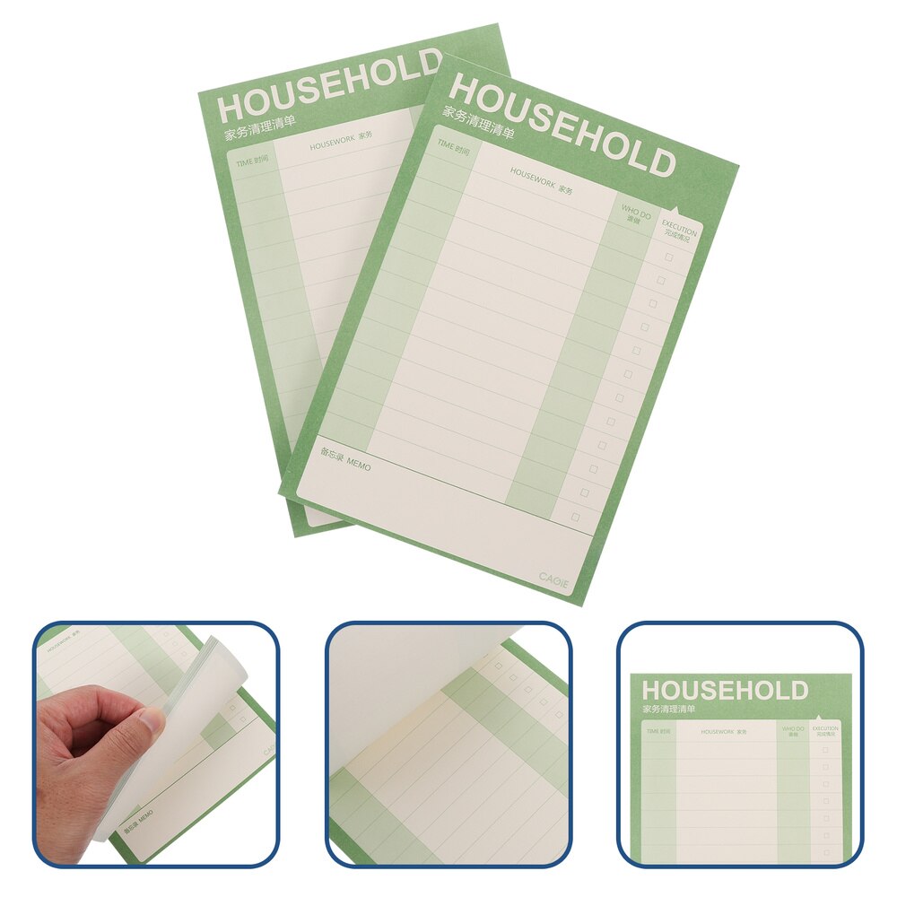 2 uds diario para hacer lista cuaderno de planificadores práctica Bloc de notas lista de compras: Green