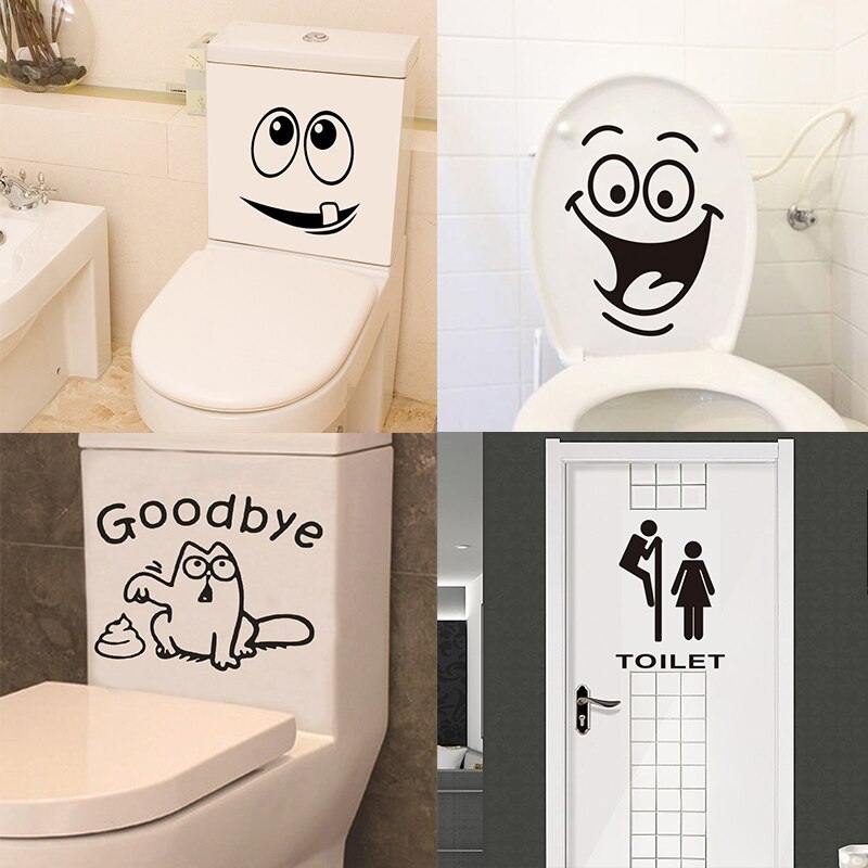 Cartoon Toilet Bathroom Waterproof Anti-static Stickers Wall Sticker Funny Explosion Models Bathroom Decor Home Decor