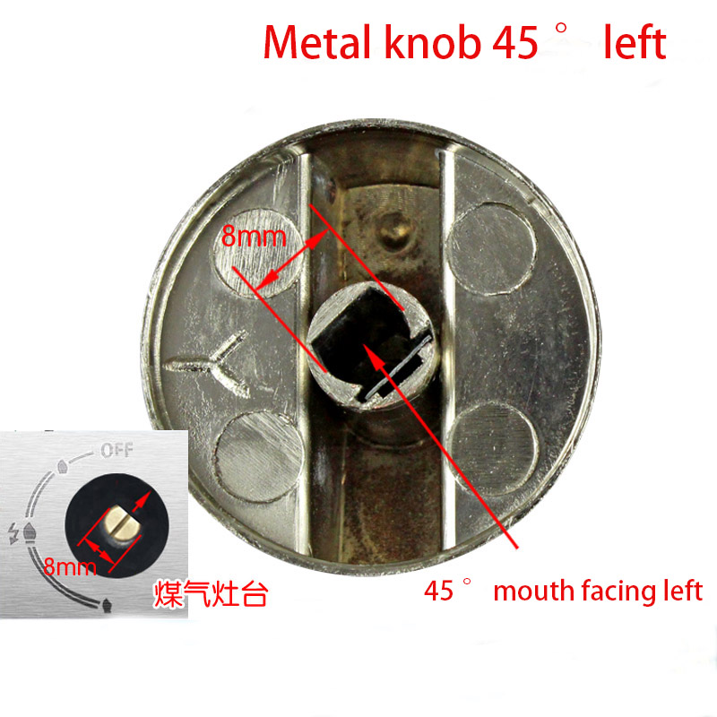 2 pcs 8mm universal gas stove switch knob accessories zinc alloy button gas stove ignition switch knob universal left 45 degrees