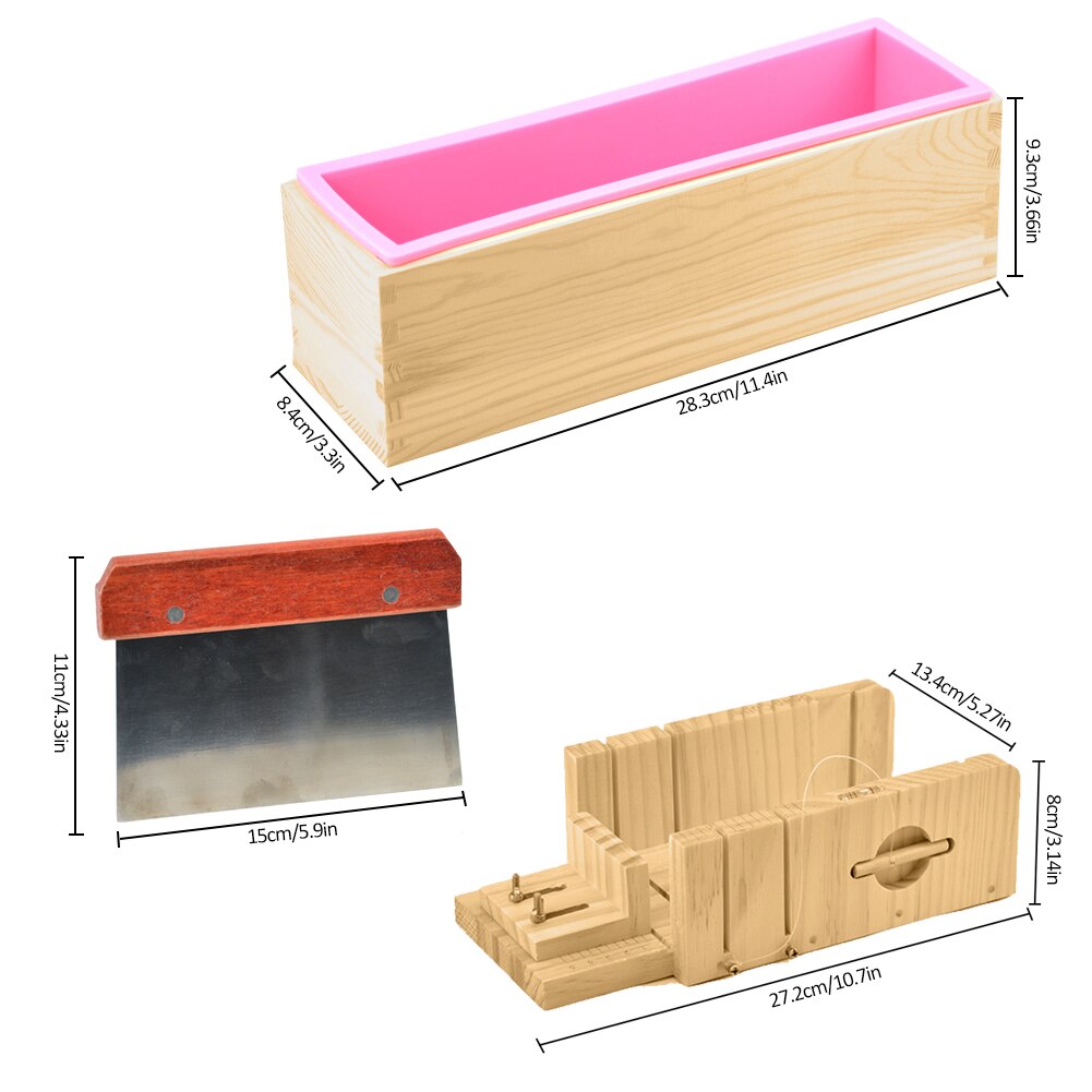 Soap Making Tools Set Adjustable Wooden Soap Cutter Box Stainless Steel Wax Soap Slicer Wavy Knifes Soap Making Kits