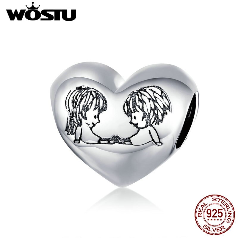 WOSTU Originale 925 Sterling Silver branelli di Fascino del coniglio di AMORE Del Fiore Del Pendente Del Panda Pendenti E Ciondoli Misura I Braccialetti Donne Gioielli FAI DA TE: DXC1516