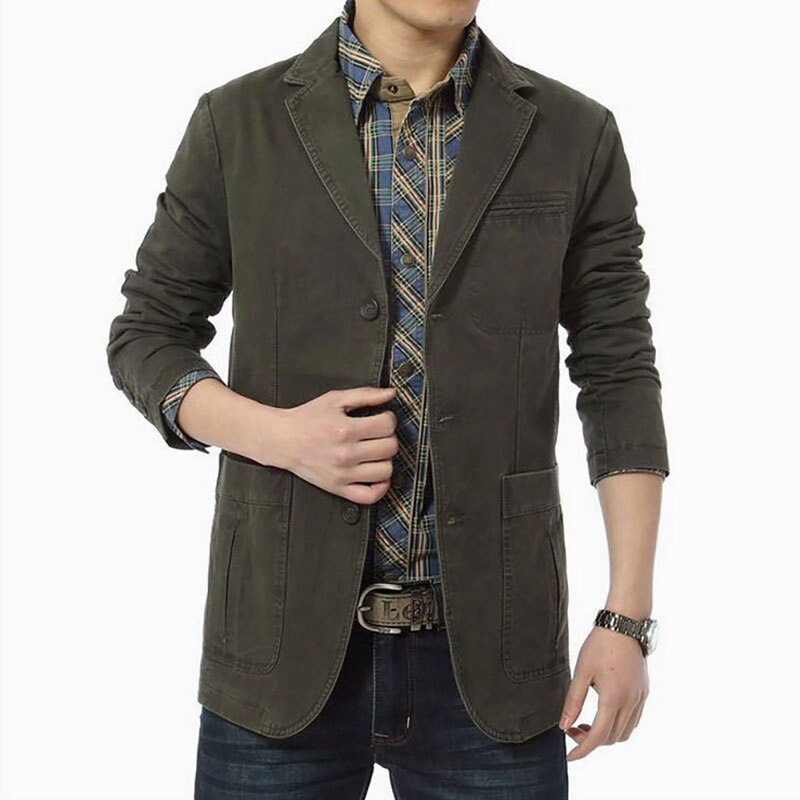 Chaqueta de traje maduro Blazer para hombre Chaqueta de traje informal para hombre delgado de 3 botones de un solo pecho capa de trabajo de talla grande M-4XL