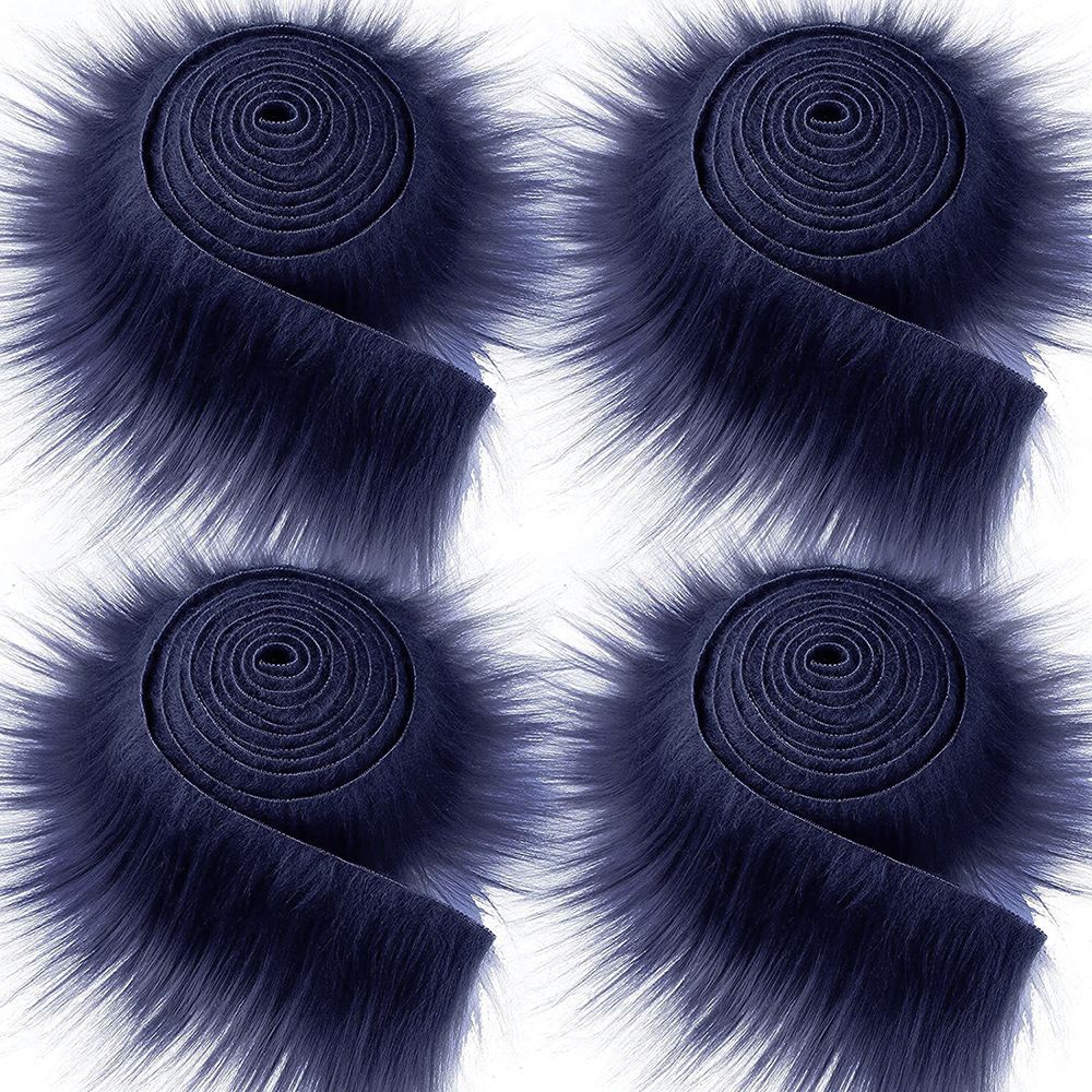 1.5M Faux Fur Lint Tapes Diy Kleding Naaien Pluizige Bekleding Trimmen Stof Woondecoratie Naaien Kostuum Pluche Bont Streep: Navy blue