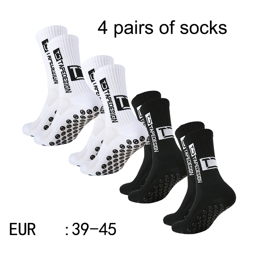 4 pares de nuevos calcetines de fútbol pegados de tubo medio TC para entrenamiento deportivo y competición, calcetines antideslizantes y transpirables: Multicolor