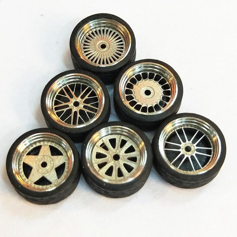1/64 Schaal Legering Wielen Model Universele Modificatie Band Diecasts Alloy Wheel Tire Rubber Banden Speelgoed Accessoires Wielen