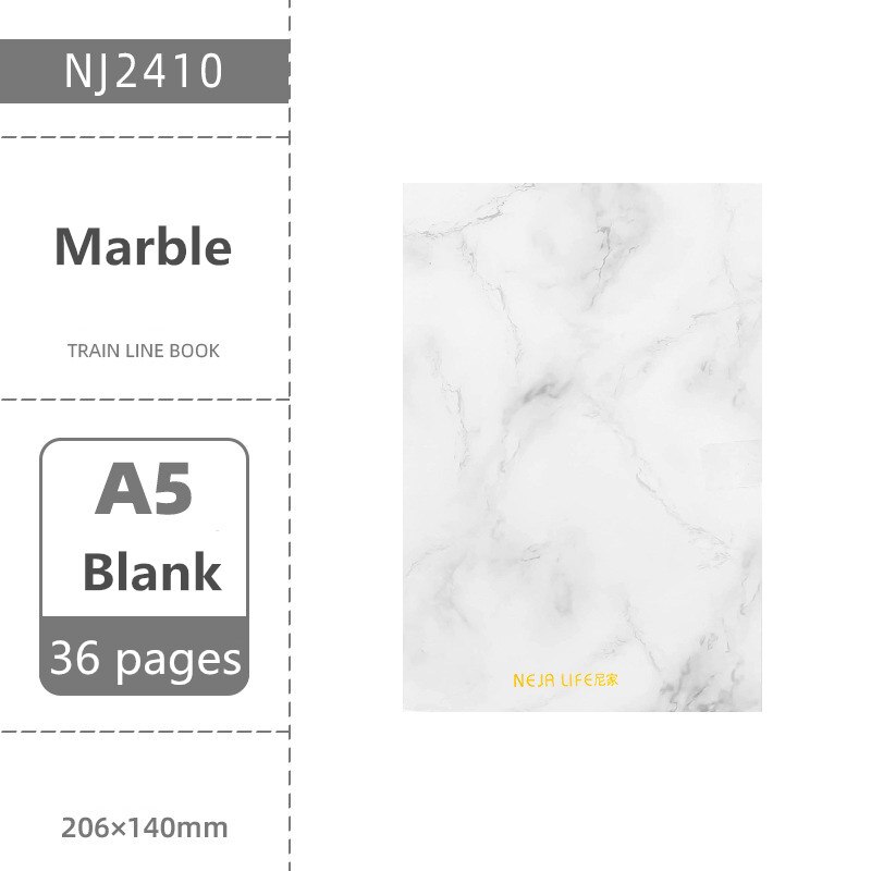 A5 Marble Soft Planner Notebook A5 B5 Grid Line Blank School Notepad Journal Kawaii Time Daily Plan Schedule Book Stationery: A5 Blank