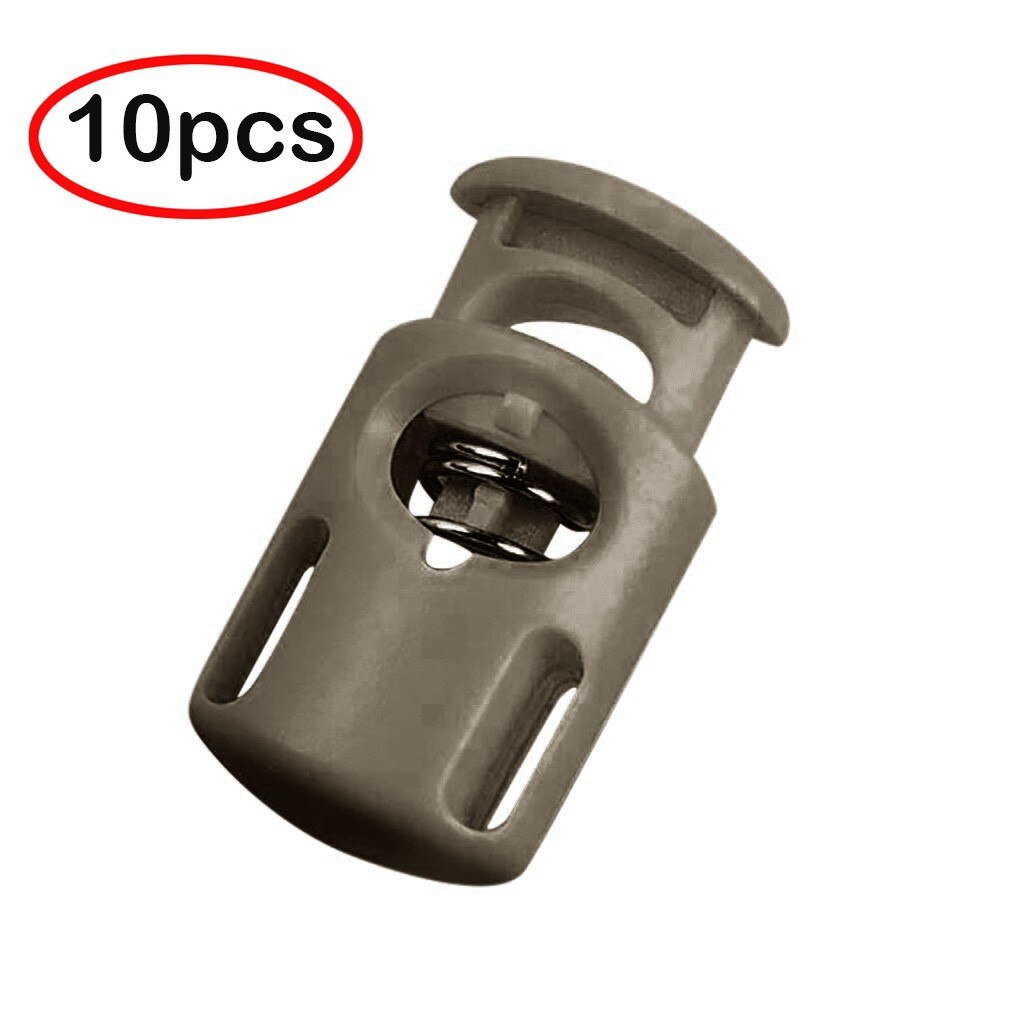 Rope Cord Locks Clip End Single Holes Luggage Lanyard Fasten Stopper Sliding Plastic Stopper Cord Lock koordstopper stoper: Khaki
