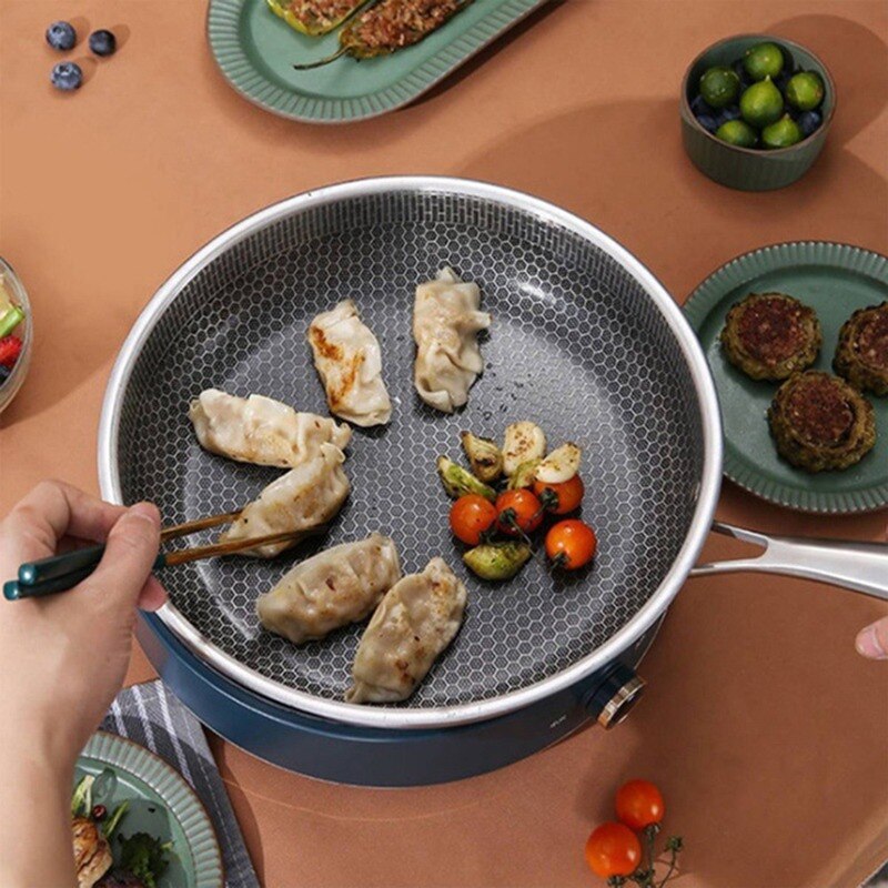 nierdzewny stal wok gruby plaster miodu Wykonany ręcznie smażenie patelnia nie-Stick nie rdzewieje gaz/wprowadzenie kuchenka patelnia kuchnia naczynia kuchenne