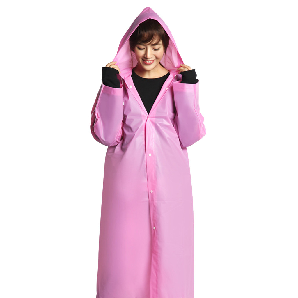 Poncho de pluie pour moto, imperméable, Transparent, capuche, imperméable, Portable, Long, Non-jetable, pour adulte: Rose