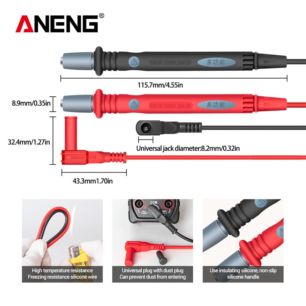 1000V 22In 1 Silicone Digital Multimeter Test Lead Multi-function leads Test Cable SMD SMT Needle Tip for FLUKE for Vichy