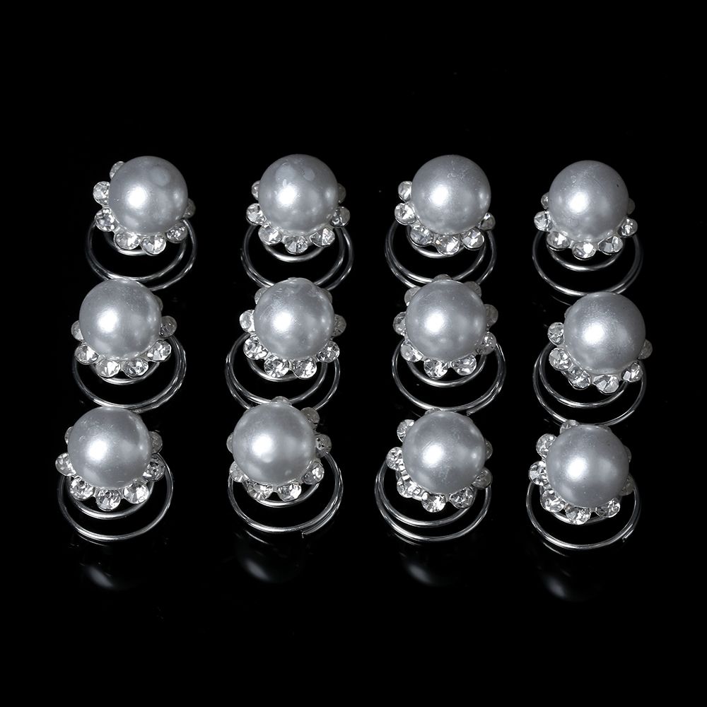 12 stuks strass haaraccessoires bruidshoofdtooi spiraalvormige clips haarspelden hoofddeksel: Zwart
