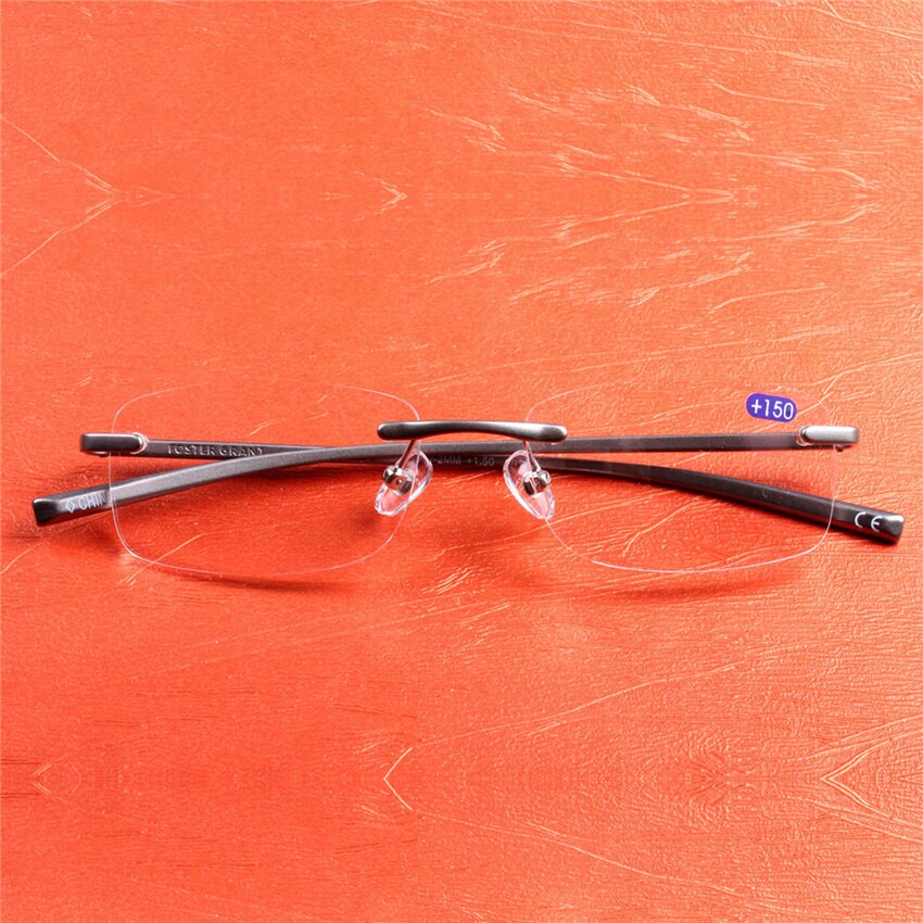 Yooske aluminium rammeløse læsebriller hd linse presbyopia briller kantløse kvinder mænd briller klassiske unisex briller