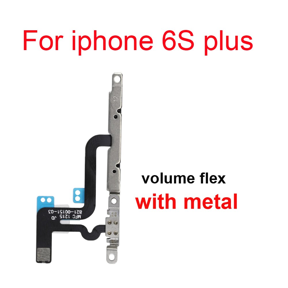 1 stk power flex med metalholder til iphone 5 5s 6 6s 7 8 plus mute switch strømstyrkeknap flex kabel: For 6s plus volumen