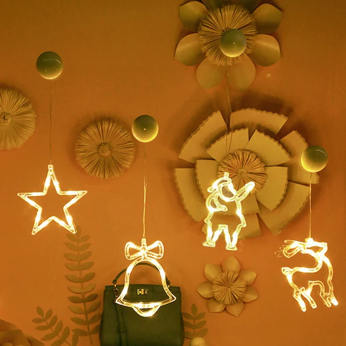 LED Saugnapf Nachtlicht Batterie Power Cartoon Form Lampe Weihnachtsmann Weihnachtsbaum LED Lichter für Weihnachtsdekorationen