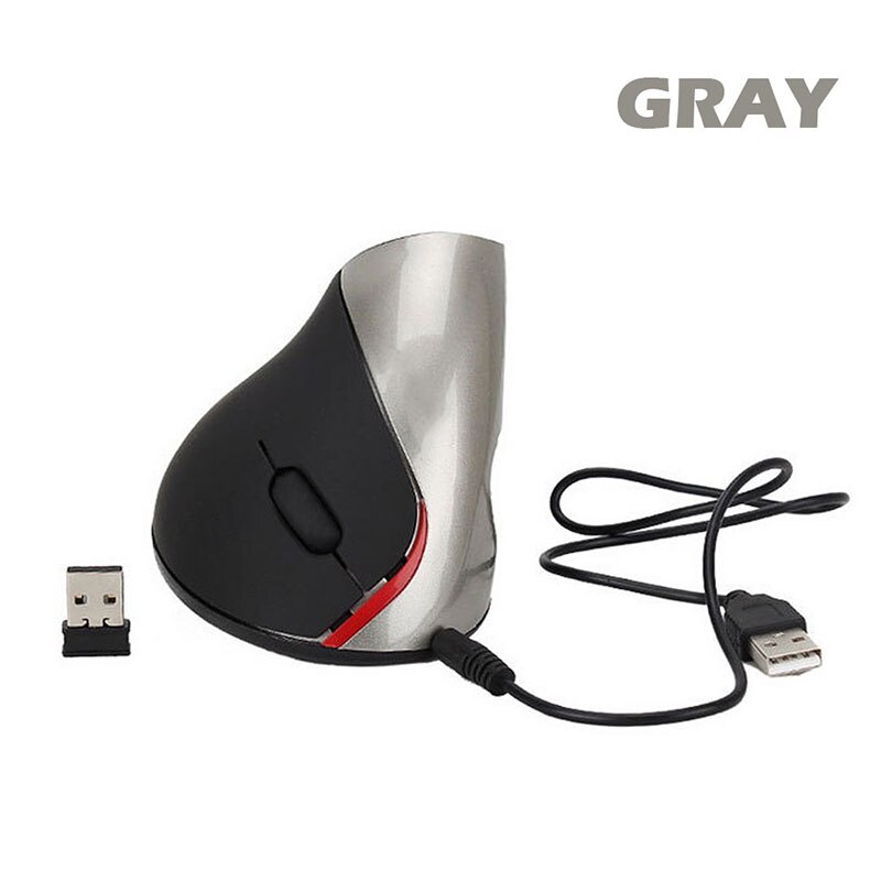 Oplaadbare Ergonomische Verticale Draadloze Muis Met Usb-ontvanger 800 1200 1600 Dpi Ergonomico Raton Inalambrico Ordenador Muizen: GRAY