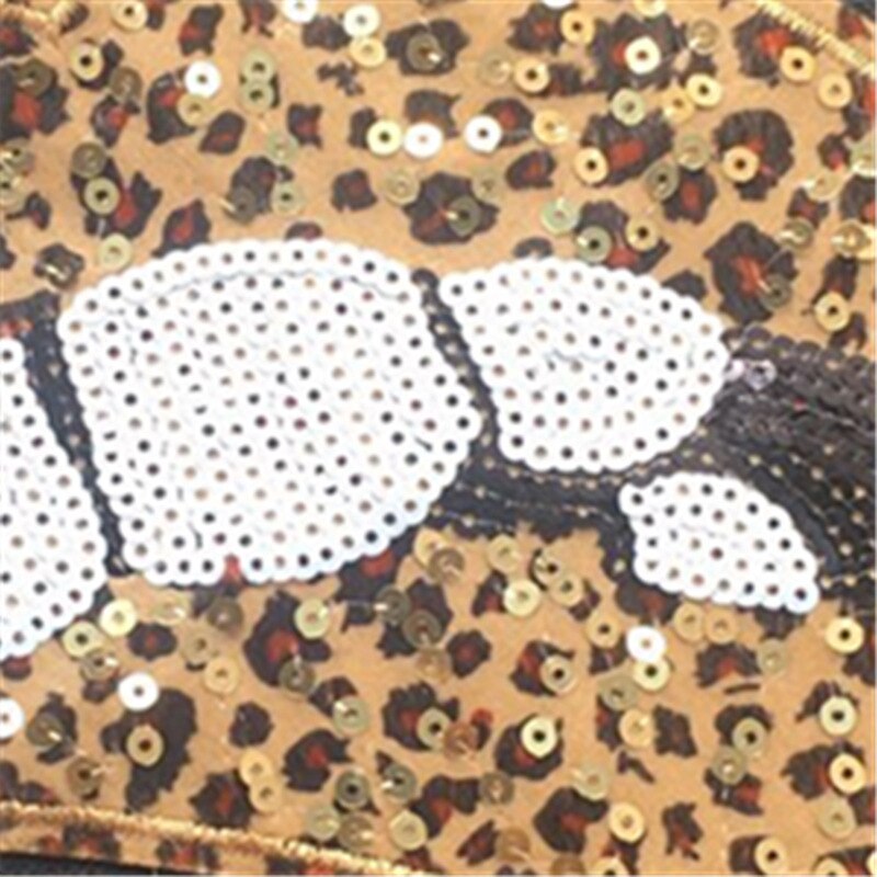 Fflacell diy luipaard lip mond patches applicatie naaien handgemaakte bling bling pailletten patch voor kleding geborduurd