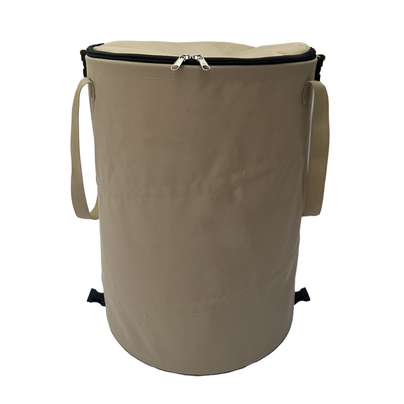Opvouwbare Camping Prullenbak Pop-up Ronde Opslag Emmer Canvas Recycling Prullenbak Outdoor Vuilnis Tuin Code Vuilniszak met Deksel: Kaki