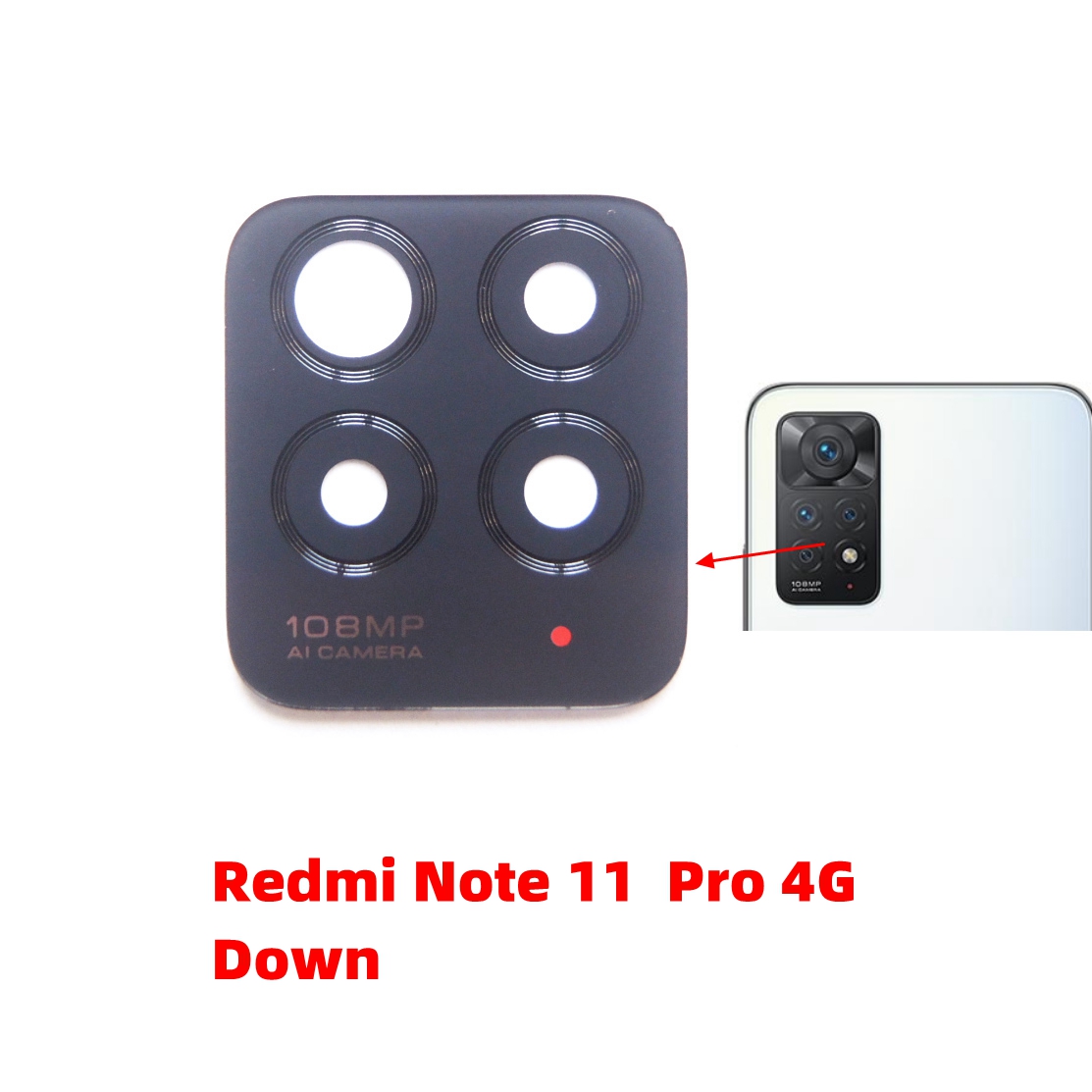 Vetro dell'obiettivo della fotocamera per Xiaomi Redmi Note 11, 11S, 11 Pro 4G/5G Parti per smartphone con obiettivo in vetro per fotocamera posteriore: Blu