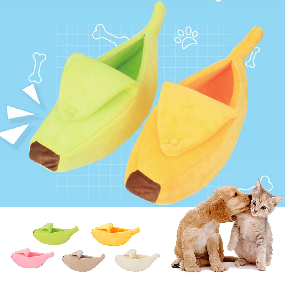 Bananform kjæledyrseng varm koselig valpepute kattehus myk hundegård vaskbar sofakurv søte bærbare kjæledyr liggeunderlag