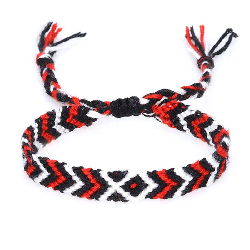 Bohemen Handgemaakte Touw Armbanden Verstelbare Lgbt Braslet Yoga Meditatie Sieraden Accessoires Tibetaanse Armband Homme Vrouwen Pulseras: Red Black White