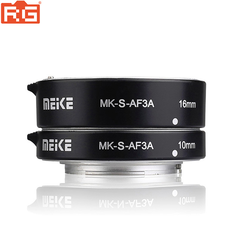 Meike MK-S-AF3A metallo messa a fuoco automatica Macro tubo di estensione 10mm 16mm per Sony Mirrorless a6300 a6000 a7 a7SII NEX e-mount Camera