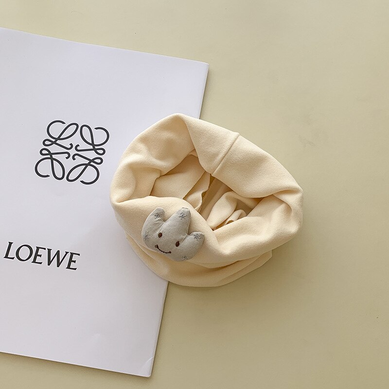 Animais dos desenhos animados crianças cachecol bebê outono e inverno algodão bib quente confortável meninos e meninas adorável elástico malha silenciadores: beige