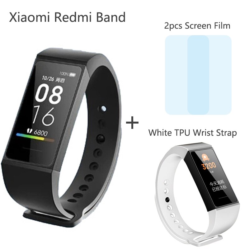 Xiaomi Redmi Band Smart Bracelet 4 Color Redmi Miband Smartband 1.08" Sleep Fitness Traker Bluetooth Sport Waterproof Smart Band: Black n White Strap