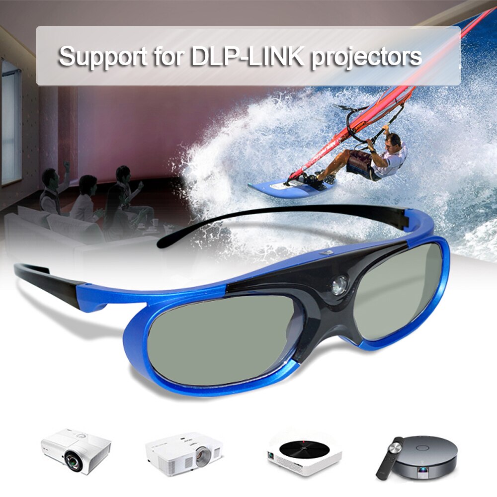 Lunettes 3D lunettes de projecteur à obturateur actif rechargeables pour projecteurs 3D dlp-link pour Optoma Acer BenQ ViewSonic Sharp Dell