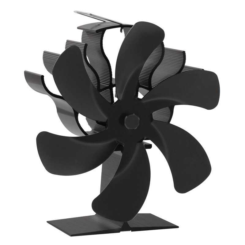 Ventilatore per stufa a 6 pale alimentato a caldo camino nero Log bruciatore a legna Eco Friendly silenzioso ventilatore per camino domestico distribuzione efficiente del calore: Stove Fan