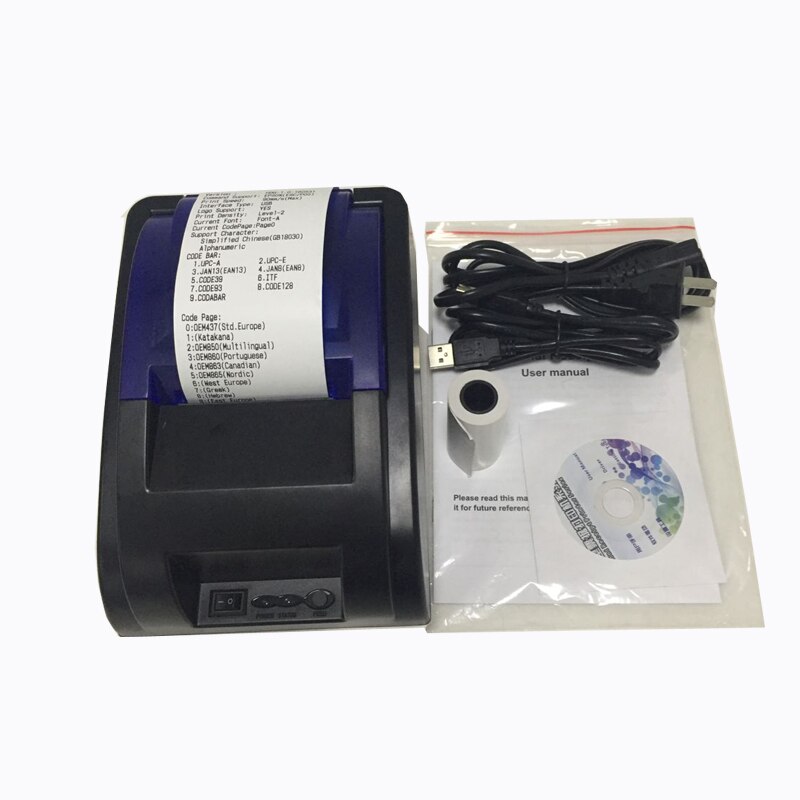 USB thermal printer with EU/US/UK plug 58mm paper roll pos printer machine for store, supermarket HS-58HU