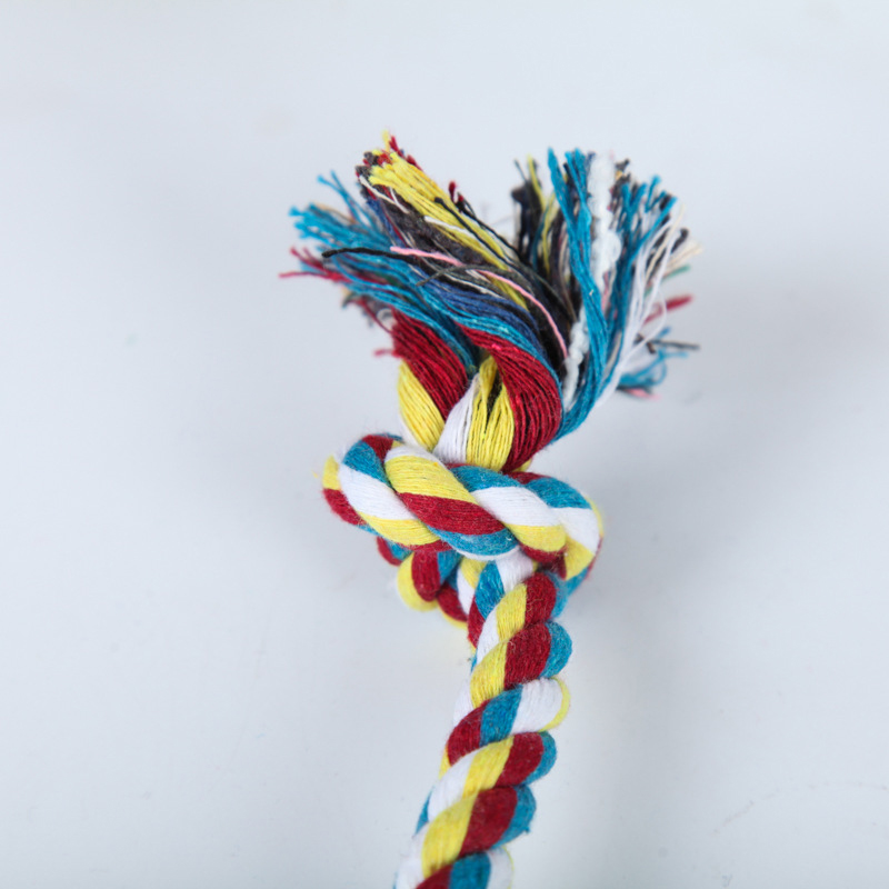 Willekeurige kleur Hondenspeelgoed Bijttouw Dubbele knoop Katoenen touw Grappig kattenspeelgoed Bijtbestendig en scherpe tanden Dierbenodigdheden Puppyspeelgoed
