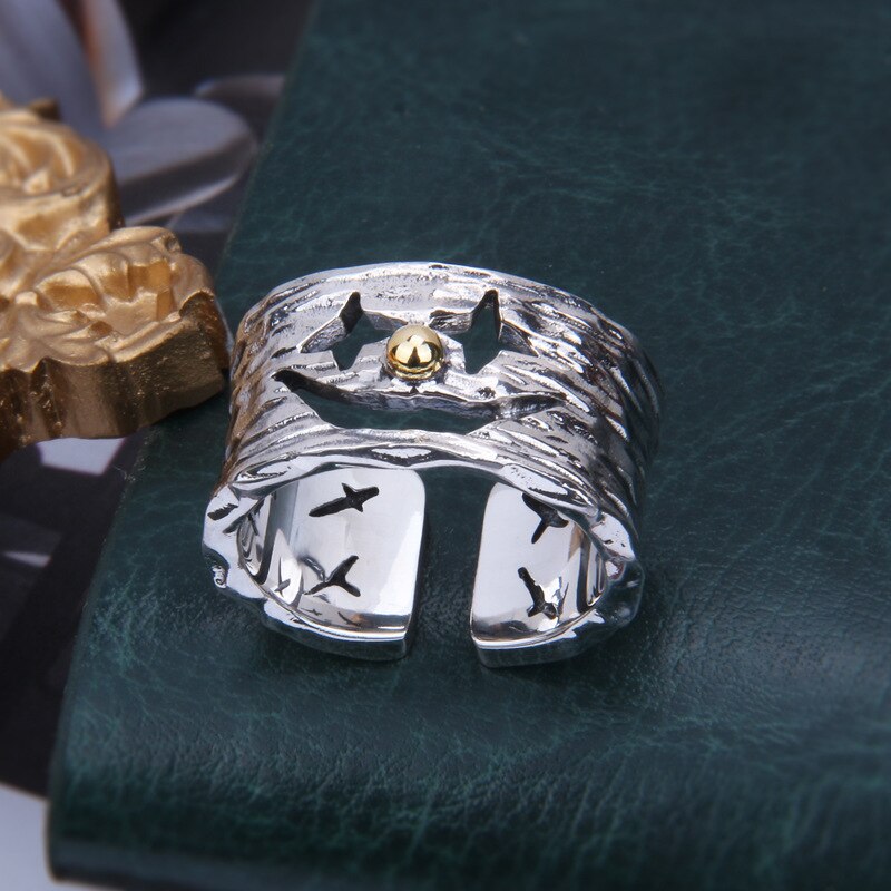 Vintage Viking Style Odin Crow Skull Compass Ring Suitable for Men&#39;s Gothic Jewelry Amulet Ring: LZ8014