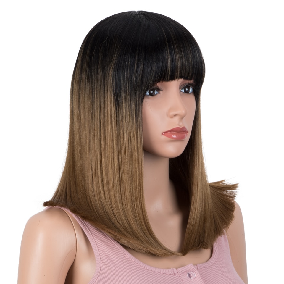 Bella 14 Inch Bob Synthetische Pruiken Voor Vrouwen Korte Bob Pruik Met Pony Steil Haar Uitbreiding Roze Rood Zwart Pruik lolita Cosplay