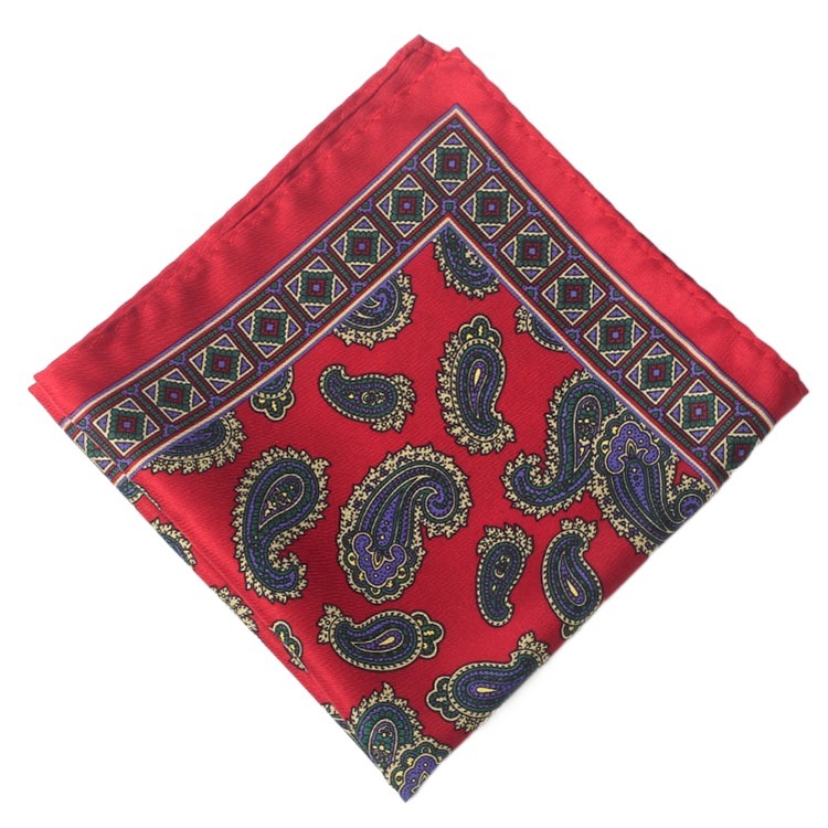 Pañuelo cuadrado de seda de rayón para hombre, pañuelo de Cachemira con estampado de lunares, Floral, a la , clásico, para de boda, 32cm: 9
